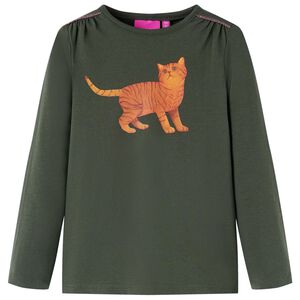 Lang&aelig;rmet T-shirt til b&oslash;rn str. 92 kakifarvet