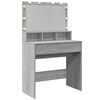 vidaXL makeupbord med LED-lys 80x41x134,5 cm gr&aring; sonoma-eg