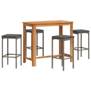 vidaXL bars&aelig;t til haven 5 dele massivt akacietr&aelig; og polyrattan gr&aring;