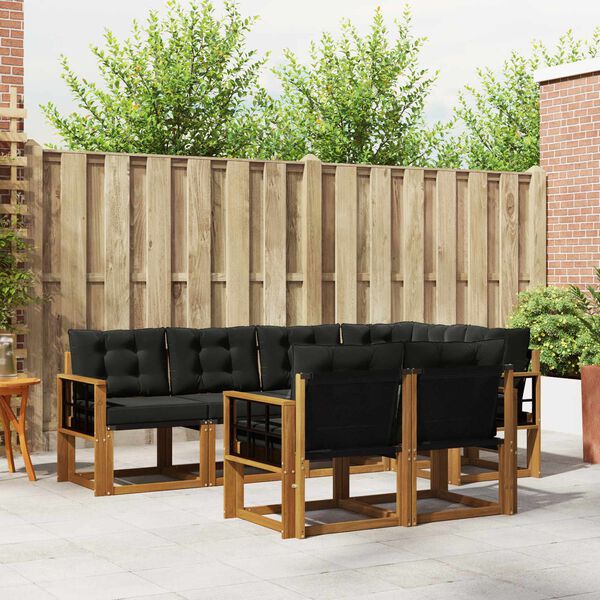 vidaXL Udend&oslash;rs sofagruppe med pude 7 pcs Naturlig og sort