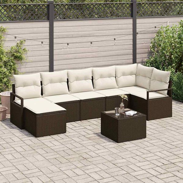 vidaXL Sofa S&aelig;t 8 pcs Brun polyrattan