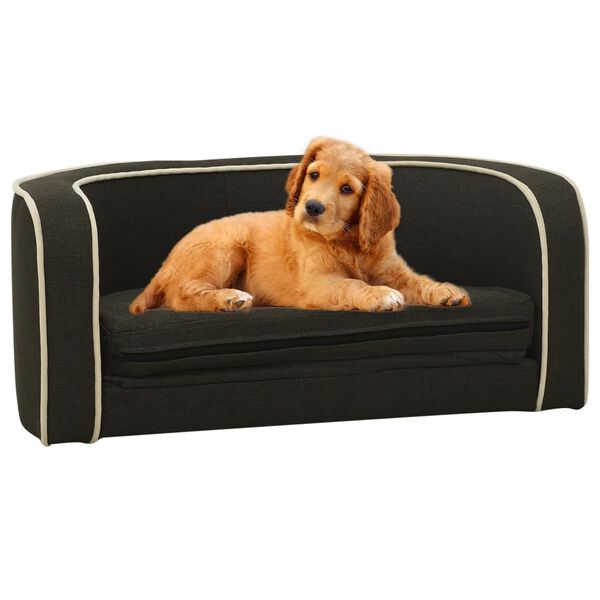 vidaXL foldbar hundesofa 76x71x30 cm vaskbar hynde linned m&oslash;rkegr&aring;