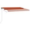 vidaXL markise m. LED-lys 450x300 cm manuel betjening orange og brun