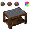 vidaXL sofabord med LED-lys 73x53x45 cm konstrueret tr&aelig; r&oslash;get eg