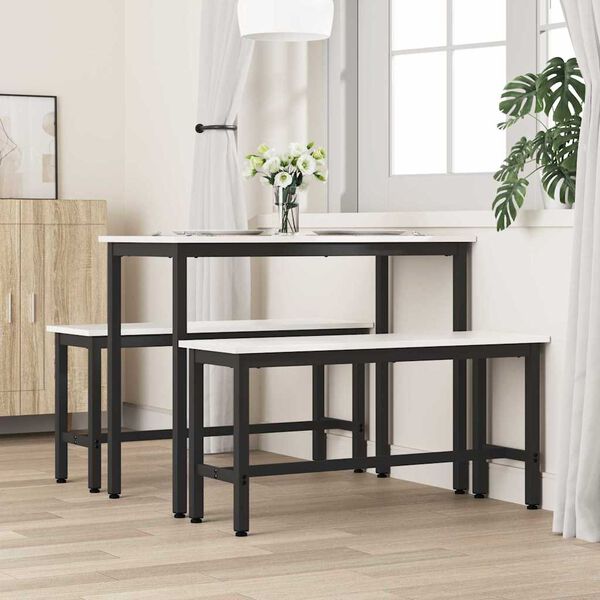 vidaXL Spiseb&aelig;nk Hvid 100 x 32,5 x 49 cm Massivt fyrretr&aelig;