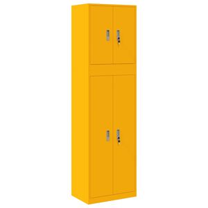 vidaXL Opbevaringsskab 2 stk. Sennepsgul 60 x 40 x 210 cm St&aring;l L&aring;ses