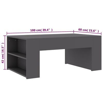vidaXL sofabord 100x60x42 cm konstrueret træ grå