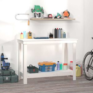 vidaXL arbejdsbord 110x50x80 cm massivt fyrretr&aelig; hvid