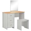 vidaXL toiletbord med spejl og skammel 104x45x131 cm gr&aring;