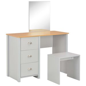 vidaXL toiletbord med spejl og skammel 104x45x131 cm gr&aring;