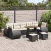 vidaXL Havesofa Sæt 10 pcs Sort polyrattan