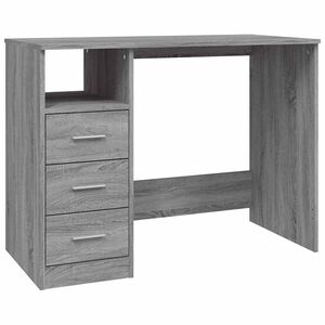 vidaXL skrivebord m. skuffer 102x50x76cm konstrueret tr&aelig; gr&aring; sonoma-eg