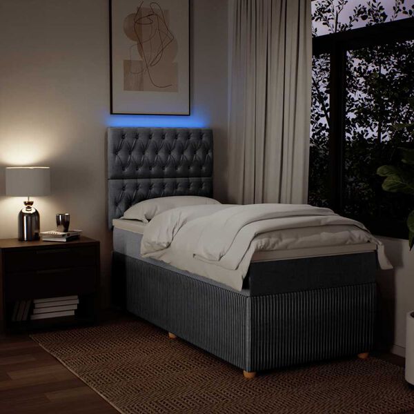 vidaXL kontinentalseng med madras 90x200 cm stof lysegr&aring;