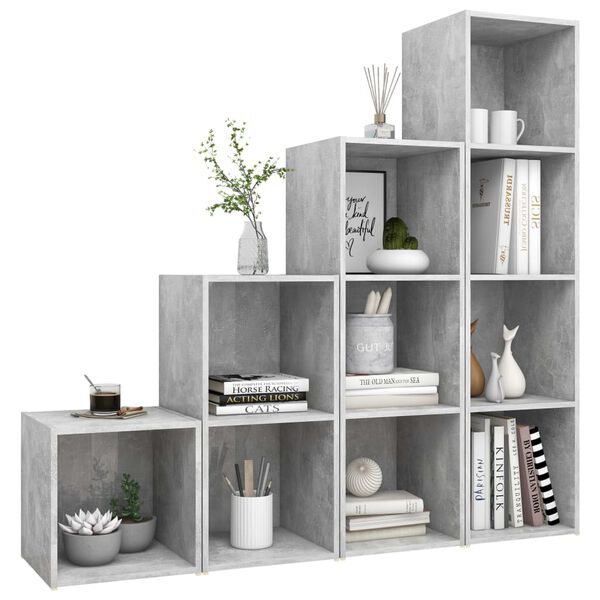 vidaXL tv-skabssæt 4 dele konstrueret træ betongrå