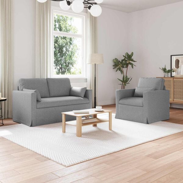 vidaXL Sofa S&aelig;t 2 pcs Lysegr&aring; 139 x 78 x 80 cm Stof