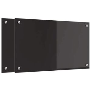 vidaXL K&oslash;kkenbacksplash 2 stk. Sort 70 x 40 cm h&aelig;rdet glas
