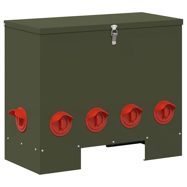 vidaXL H&oslash;nsefoder Oliven gr&oslash;n 60,5 x 29 x 51 cm Koldvalset St&aring;l