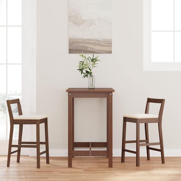 vidaXL barstole med hynder 2 stk. massivt gummitræ brun