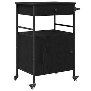 vidaXL K&oslash;kkenvogn Sort eg 56 x 43 x 89,5 cm Konstrueret tr&aelig;