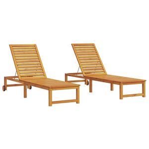 vidaXL Solstol 2 pcs Brun 202 x 53 x 89 cm Massivt Akacietr&aelig;