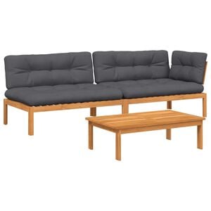 vidaXL sofas&aelig;t til haven 3 dele tr&aelig;paller med hynder massivt akacietr&aelig;