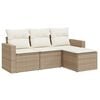 vidaXL sofas&aelig;t til haven 4 dele med hynder polyrattan beige