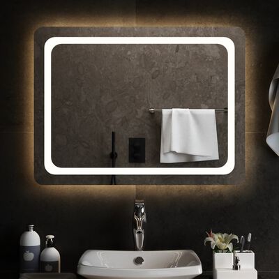 vidaXL badeværelsesspejl med LED-lys 80x60 cm