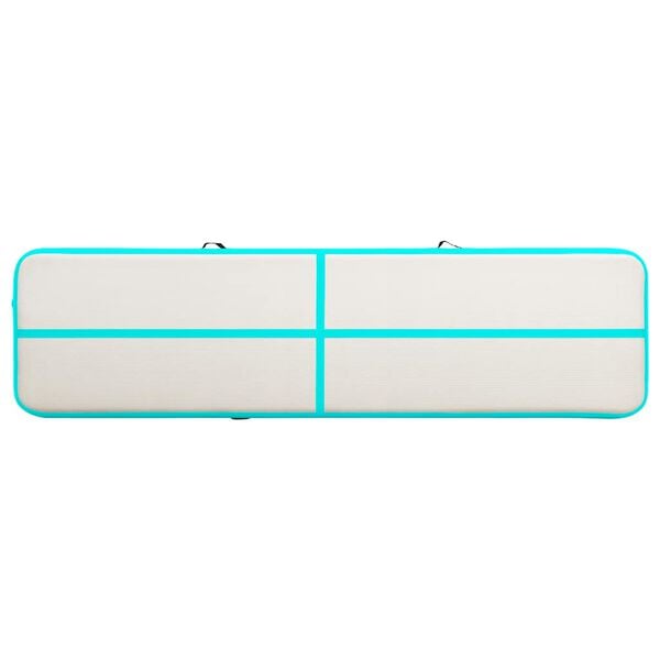 vidaXL oppustelig gymnastikm&aring;tte m. pumpe 700x100x15 cm PVC gr&oslash;n