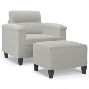 vidaXL sofastol med fodskammel 60 cm mikrofiberstof lysegr&aring;