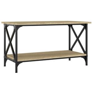 vidaXL sofabord 80x45x45 cm konstrueret tr&aelig; og jern sonoma-eg