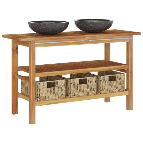 vidaXL badev&aelig;relsesm&oslash;bel med sorte marmorvaske massivt teak