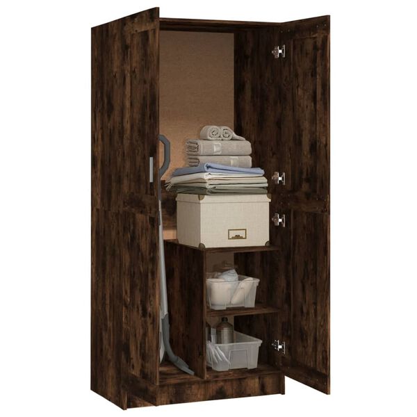 vidaXL kl&aelig;deskab 82,5x51,5x180 cm konstrueret tr&aelig; r&oslash;get egetr&aelig;sfarve