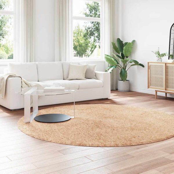 vidaXL shaggy gulvt&aelig;ppe NAVARRA 240x240 cm h&oslash;je luv polyester beige