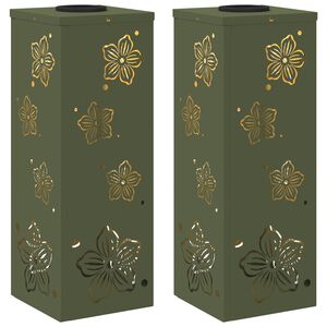 vidaXL Solar LED sti lys 2 pcs Oliven gr&oslash;n Koldvalset St&aring;l