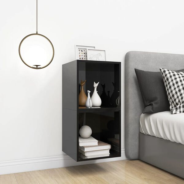 vidaXL v&aelig;gskab 2 stk. 37x37x37 cm konstrueret tr&aelig; sort h&oslash;jglans