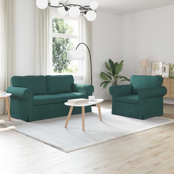 vidaXL Sofa 2 pcs M&oslash;rkegr&oslash;n 175 x 82 x 80 cm Stof