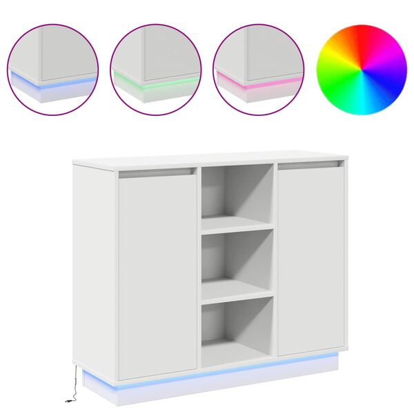 vidaXL LED Sideboard Hvid 90 x 32 x 75 cm Konstrueret tr&aelig;