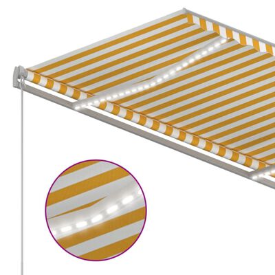 vidaXL markise m. LED-lys + vindsensor 3,5x2,5 m automatisk gul + hvid
