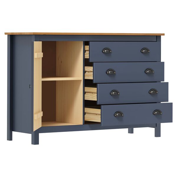 vidaXL skænk Hill 120x40x80 cm massivt fyrretræ grå