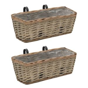 vidaXL plantekasse til balkonen 2 stk. kurveflet med PE-foring 40 cm