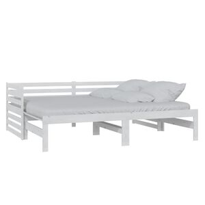vidaXL daybed med udtr&aelig;k 2x(90x200) cm massivt fyrretr&aelig; hvid