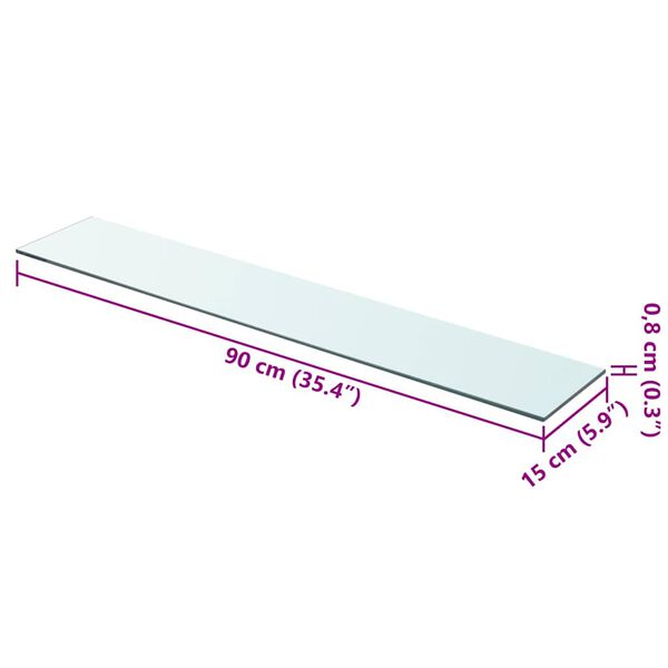 vidaXL hylde glaspanel klar 90x15 cm