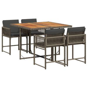vidaXL spisebordss&aelig;t til haven 5 dele med hynder polyrattan gr&aring;