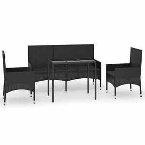 vidaXL lounges&aelig;t til haven 4 dele med hynder polyrattan sort