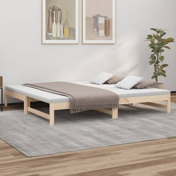 vidaXL daybed med udtr&aelig;k 2x(90x200) cm massivt fyrretr&aelig;