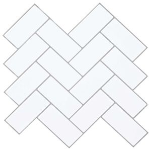 vidaXL Fiskebensflise 20 stk. Hvid gr&aring; 30 x 30 cm Polyurethan og PET
