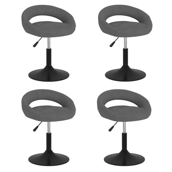 vidaXL drejelige spisebordsstole 4 stk. fl&oslash;jl m&oslash;rkegr&aring;