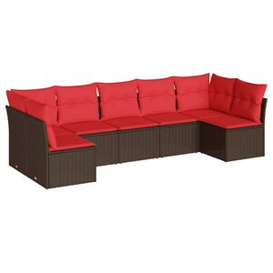 vidaXL sofas&aelig;t til haven 7 dele med hynder polyrattan brun