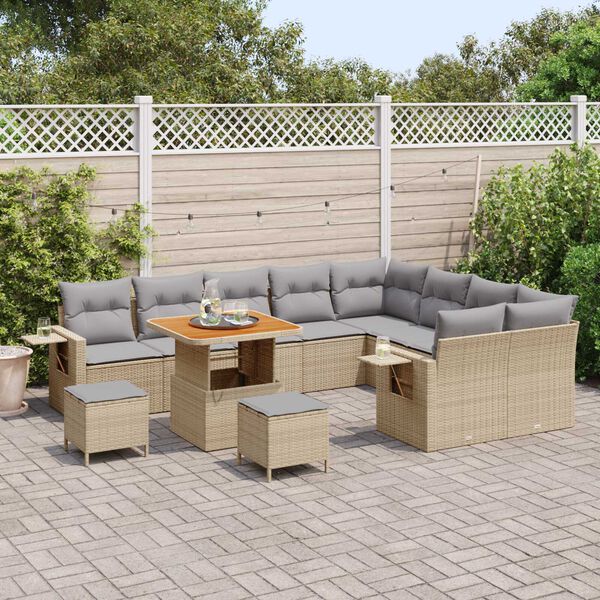 vidaXL Havesofa Sæt 12 pcs Beige polyrattan
