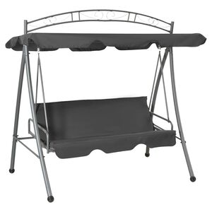 vidaXL konvertibel gyngesofa baldakin 198x120x205 cm st&aring;l antracitgr&aring;